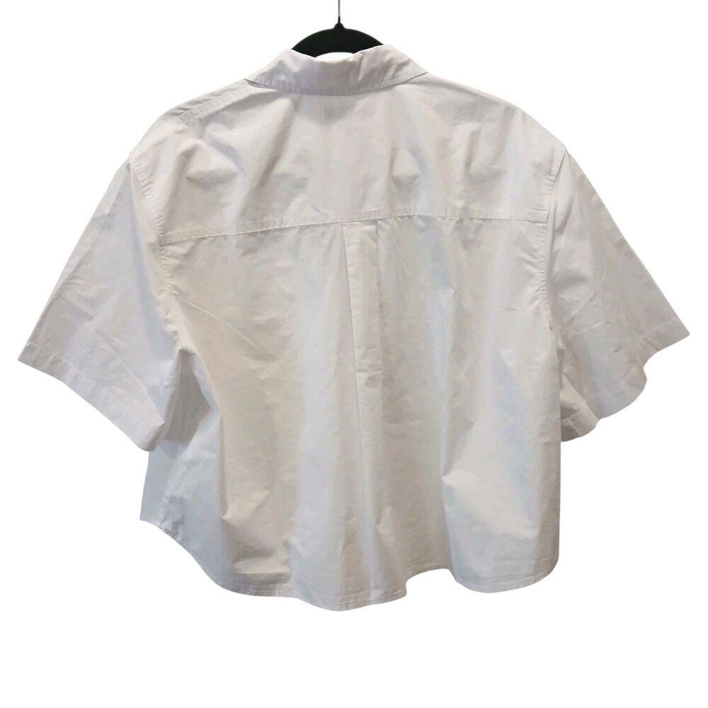 Madewell Women Medium White Straight Hem Top  Poplin Short Sleeve Cotton Relaxed - Picture 5 of 14